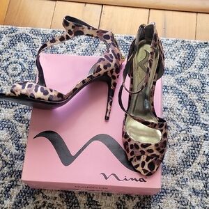 Nina Leopard Print Strappy Heels